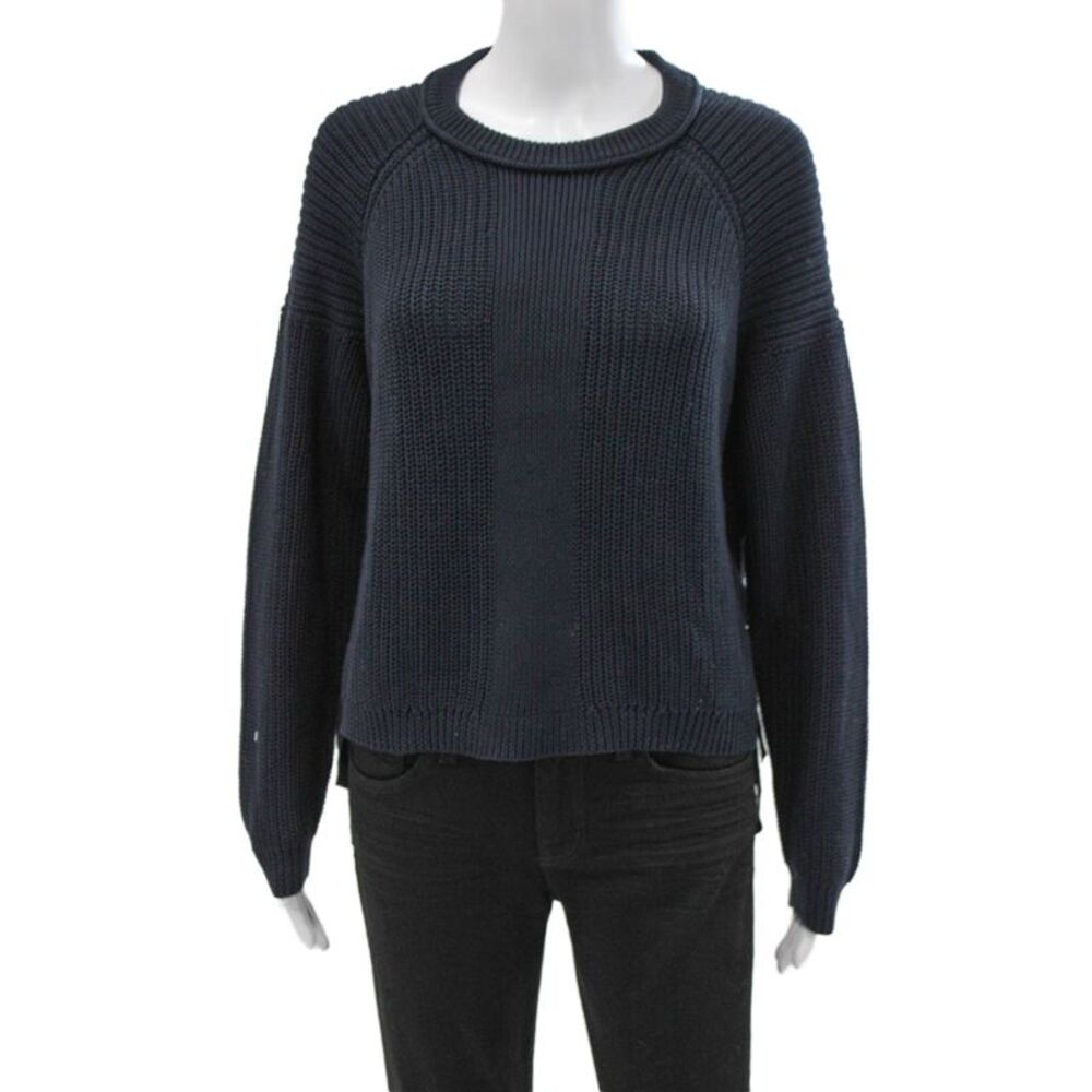 Loma Women Pullover Sweater Blue 100% Cotton Crew Neck Long Sleeve Size XS